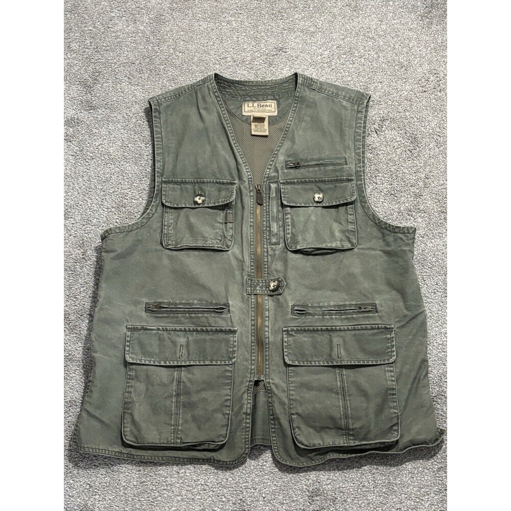 LL Bean Vest Men L Cargo Utility Hunting Fishing Outdoor Vintage Tactical Mesh‎